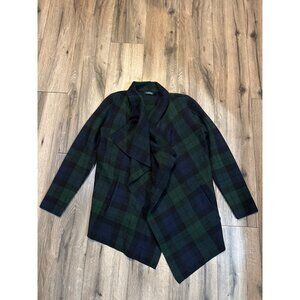 Lauren Ralph Lauren Womens Plaid Wool Cardigan Jacket M Blackwatch Tartan Open F